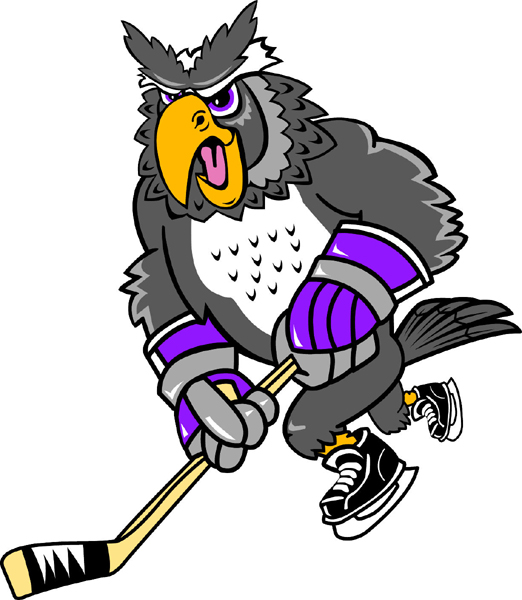 Owl hockey player team mascot color vinyl sports decal. Personalize on line. Owl Hockey
